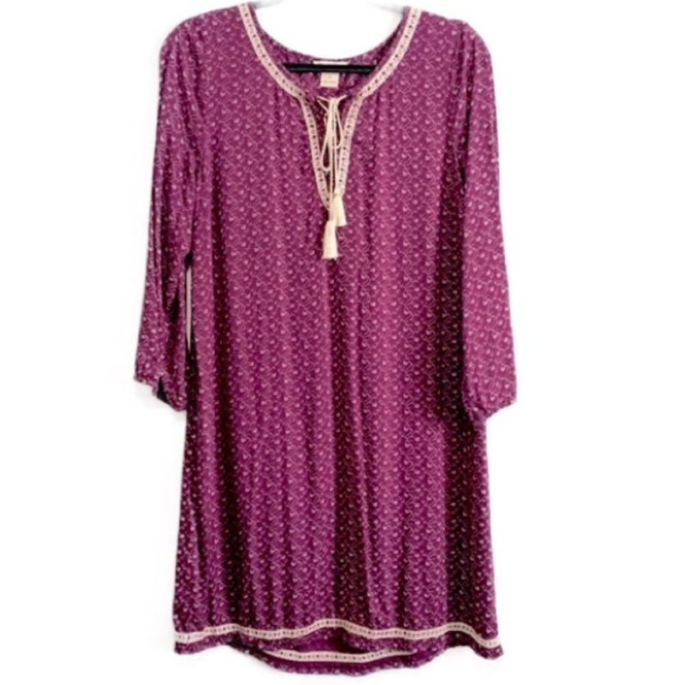 Lucky Brand Floral Print Tassel Tied Front Nightgown